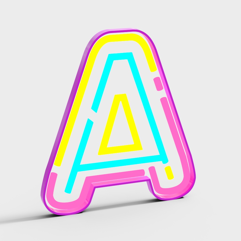 Futuristic Neon Letter 'A' 3D model