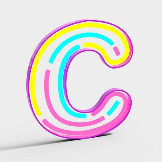 Vibrant Luminous Text C 3D Model