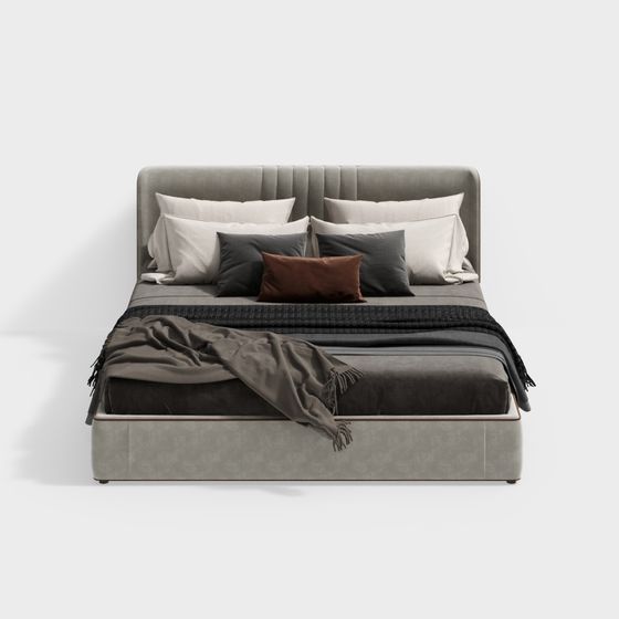 Elegant Low-Polygon Bed 3D model for Modern Interiors