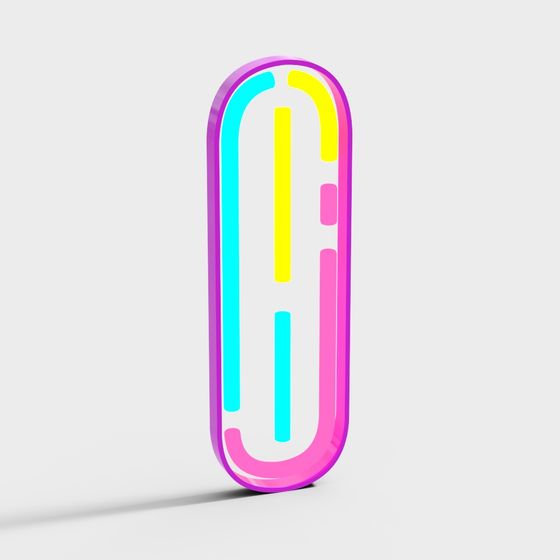 Luminous Text I 3D Model in Various Colors