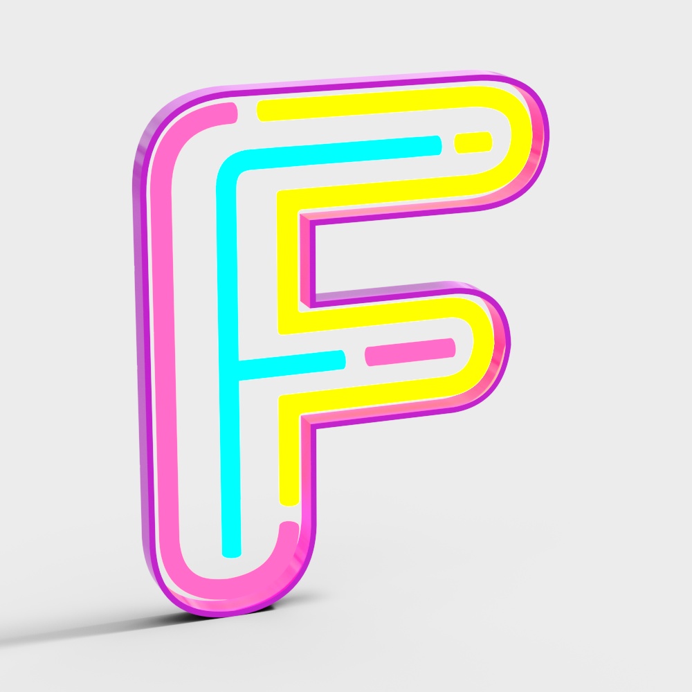 Neon Letter 'F' 3D Model