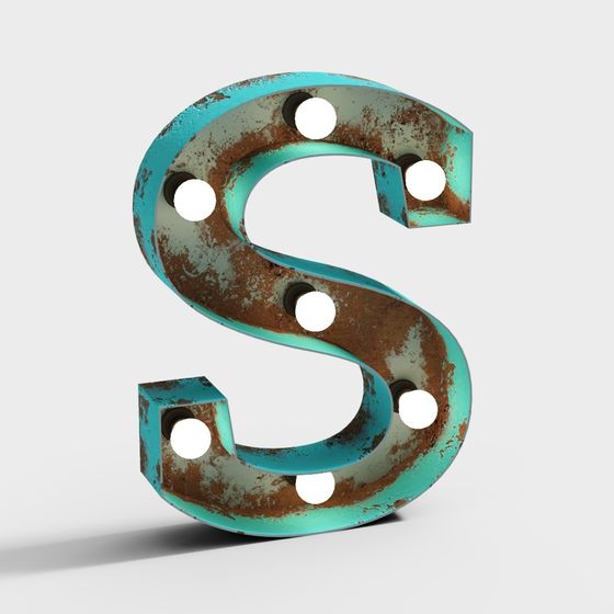 Rusty Metal Letter 'S' 3D model