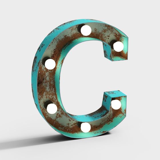 Rusty Industrial Letter C 3D model