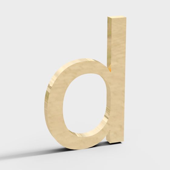 Stylish Letter 'd' 3D Model with Hammered Metal Finish