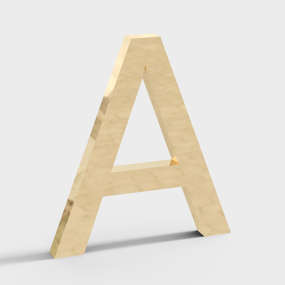 Gold Letter A 3D model for Modern Design