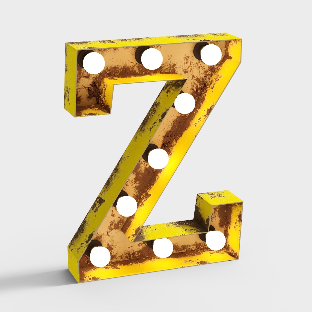 Rusty Marquee Letter Z 3D model