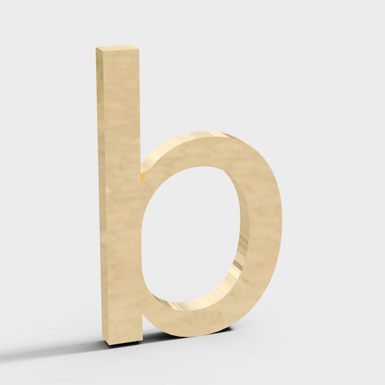 Stylish Golden Letter 'b' 3D Model for Creative Projects