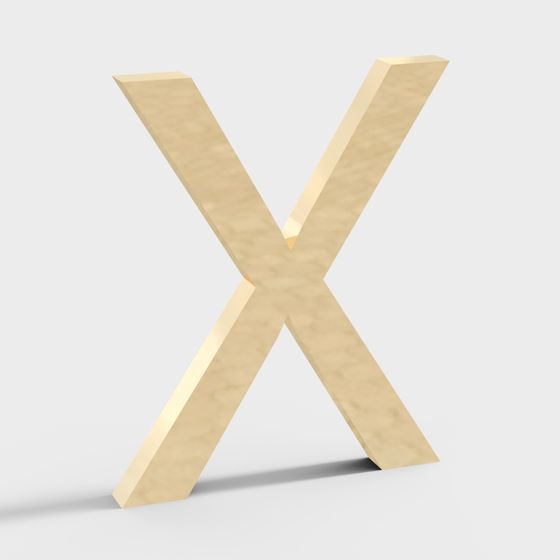 Golden Letter X Low Poly 3D model
