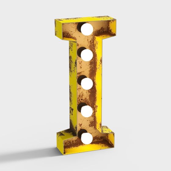 Industrial Style Text I 3D Model in Green