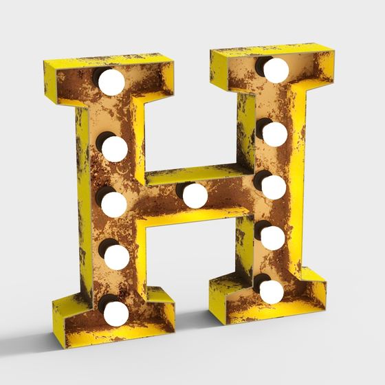 Vintage 'H' Letter 3D model with Lighting Effects