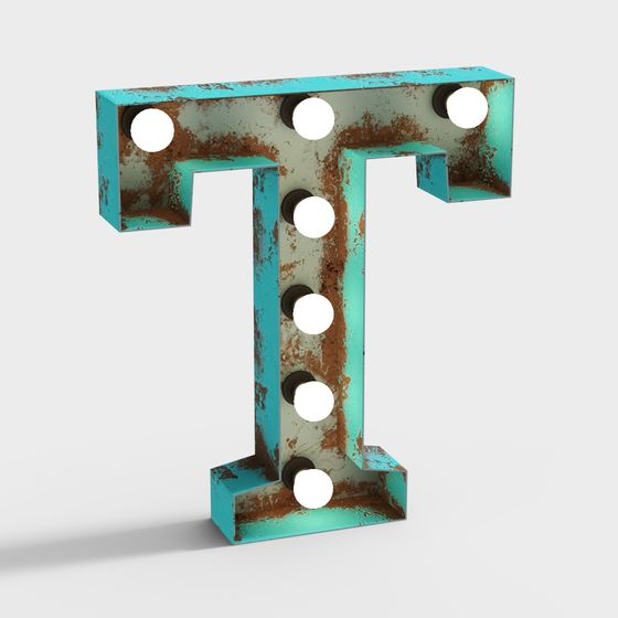 Vintage Industrial Style Letter 'T' 3D model