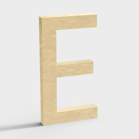 Wood Grain Letter E 3D Model
