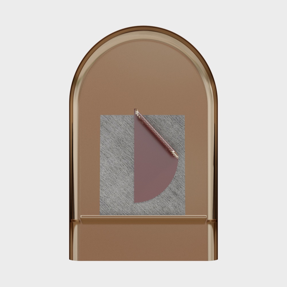 Arched Window Decor 3D Model – Gold Frame & Retro Glass