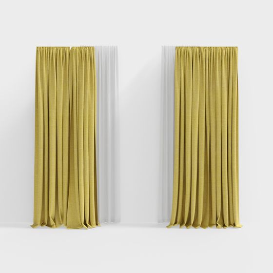 Stylish Low-Polygon Curtain 3D Model for Modern Spaces