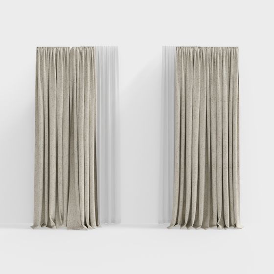 Elegant Gray Curtain 3D model for Modern Interiors