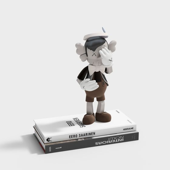 Charming Mini Gentleman 3D model on a Bookshelf