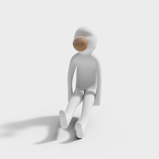 Sitting Figure Low Poly 3D Model