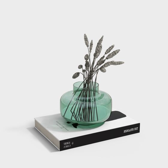 Glass Vase with Hay 3D model