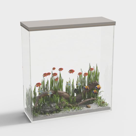 Vibrant Tropical Fish Tank 3D model