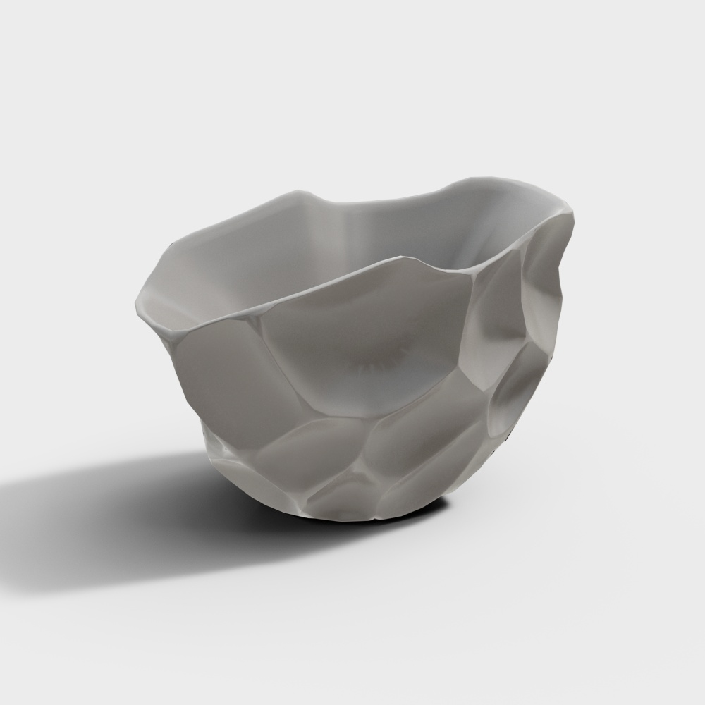 Rock Bowl 3D Model – Rustic Low-Poly Design