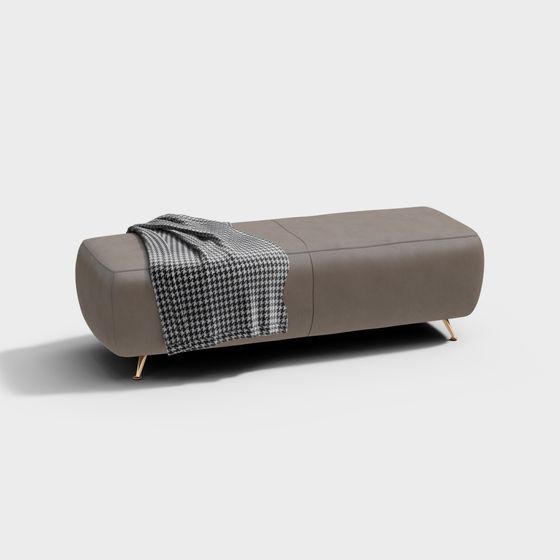 Chic Low-Poly Round Sofa Stool 3D model for Modern Spaces