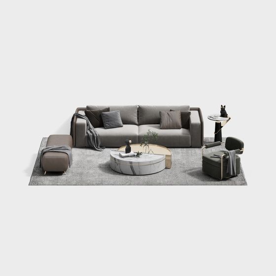Modern Low Poly Sofa Set 3D model for Creative Spaces