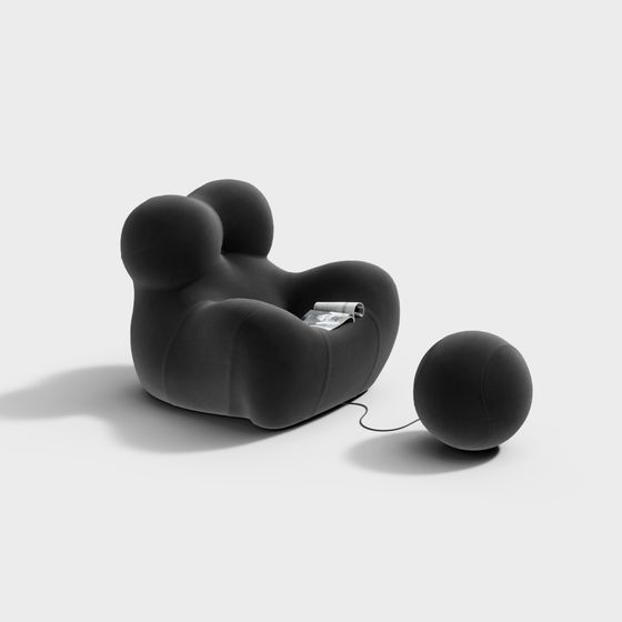Lazy Sofa 3D Model in Black Color