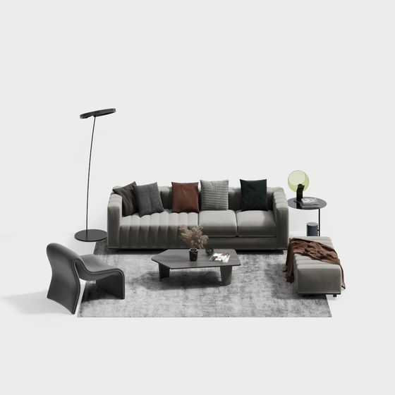 Modern Low-Poly Sofa Set 3D model