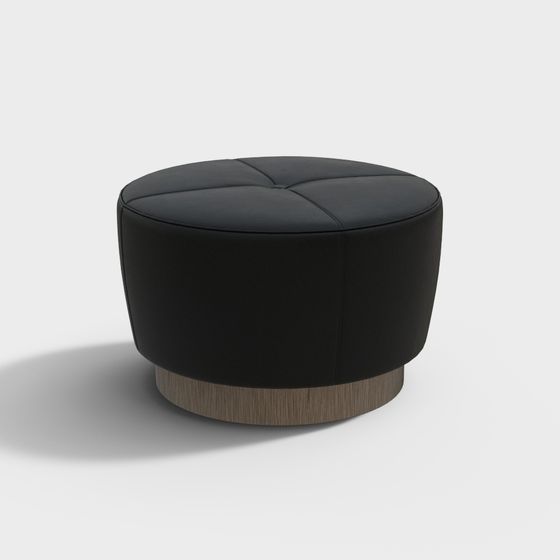 Stylish Round Leather Stool 3D model for Interiors