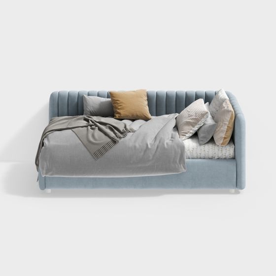 Elegant Low-Poly Bed 3D Model for Modern Interiors