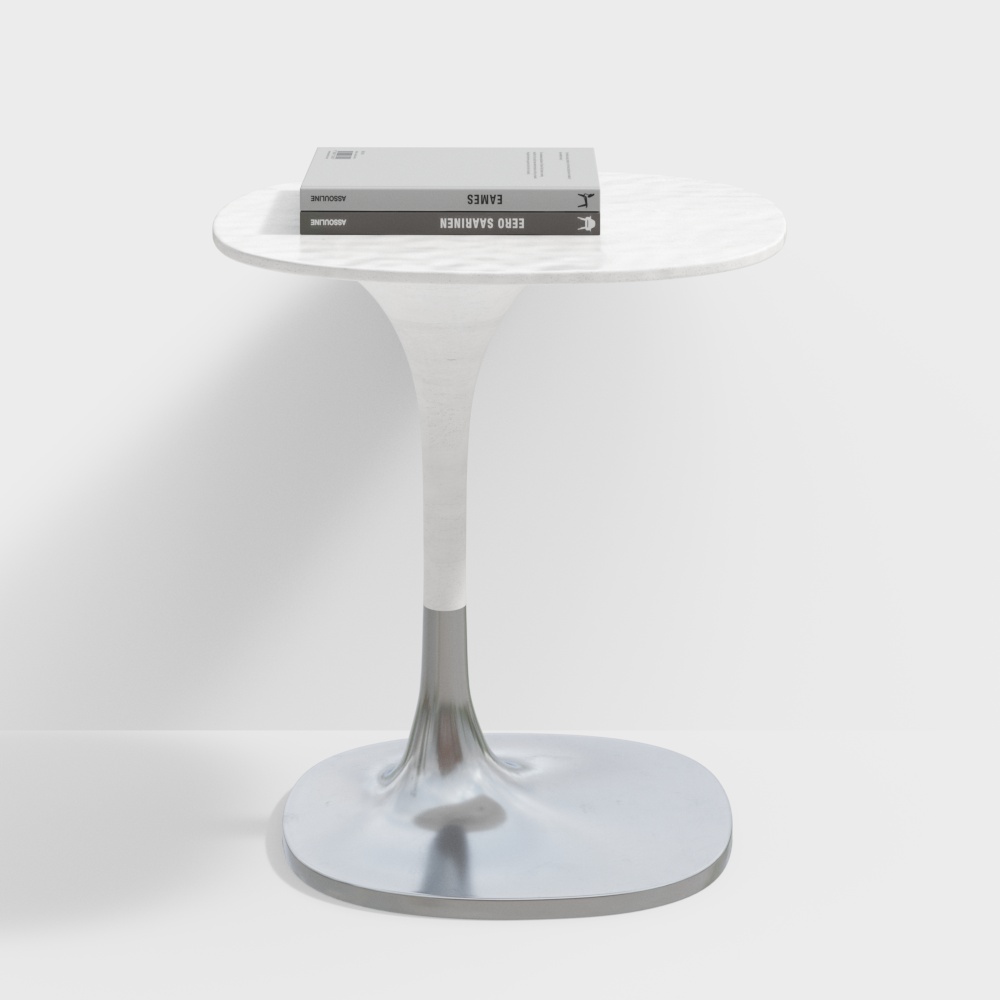 Minimalist Round Table 3D Model – Marble & Metal Design