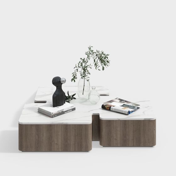Scandinavian Marble Coffee Table 3D model