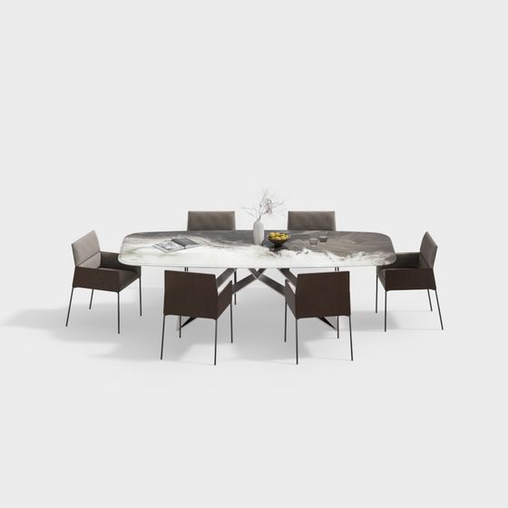 Urban Living Room Dining Table and Chair Set 3D model