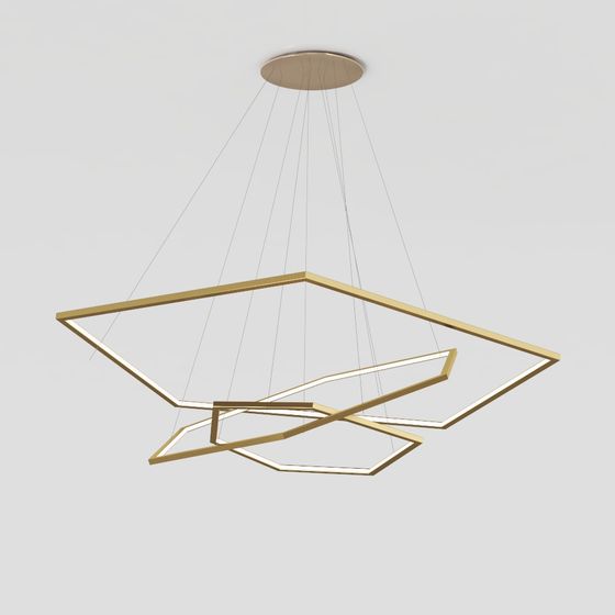 Geometric Light and Shadow Chandelier 3D model for Creative Spaces