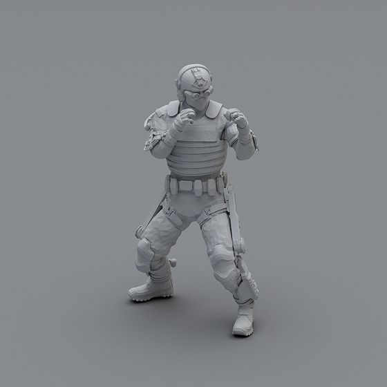 Futuristic Warrior 3D model