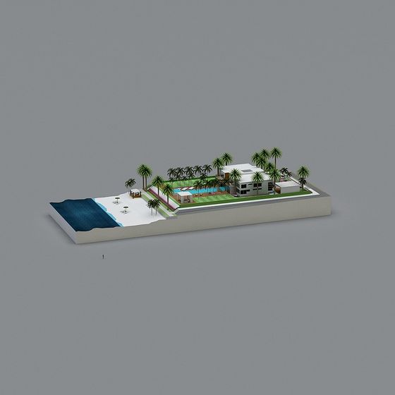 Stunning Beachfront Villa 3D model for Designers