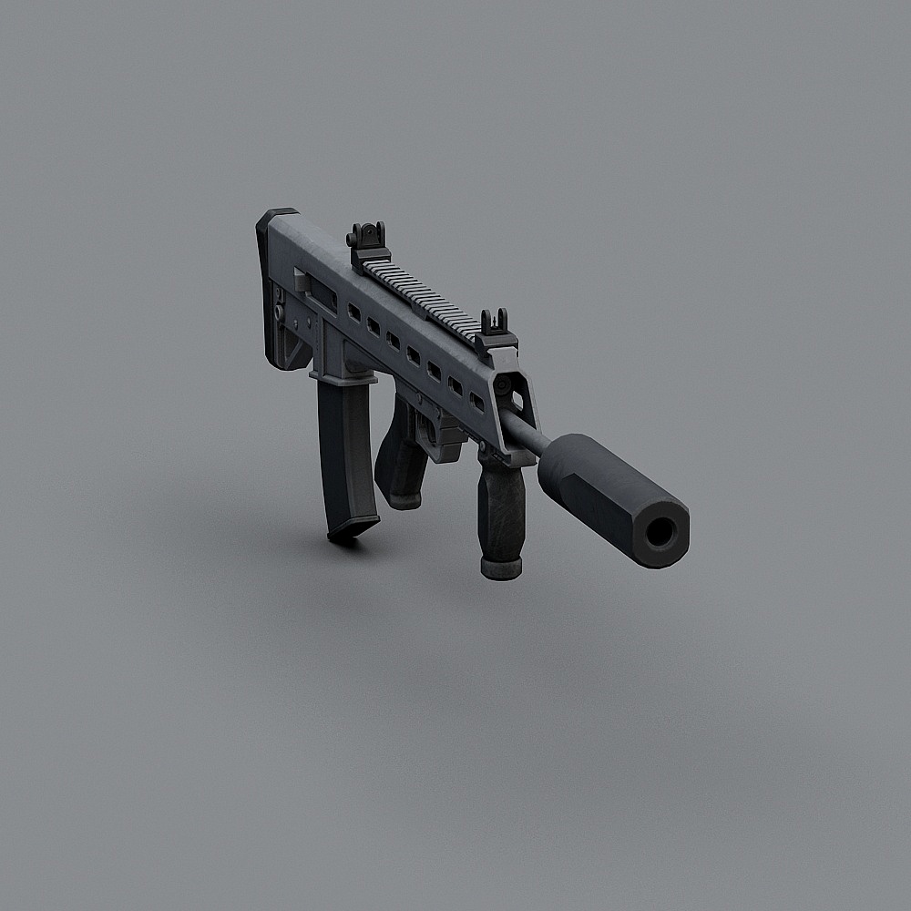 Modern Low-Polygon Assault Rifle 3D model