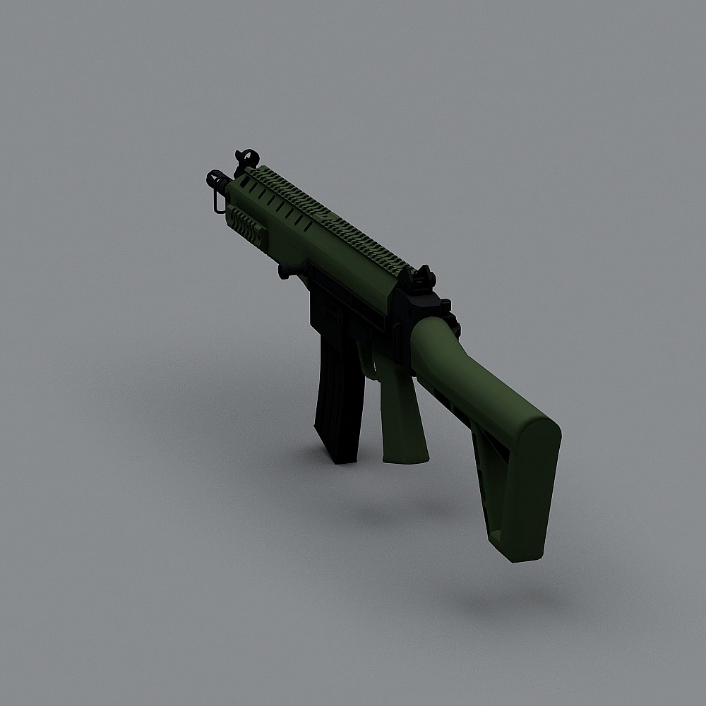 Low-Poly Tactical 3D Model Gun for Digital Art