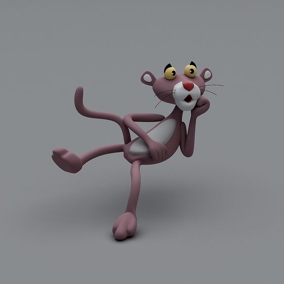 Leaping Pink Leopard 3D model