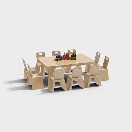 Children's Play Table and Chair Set 3D model