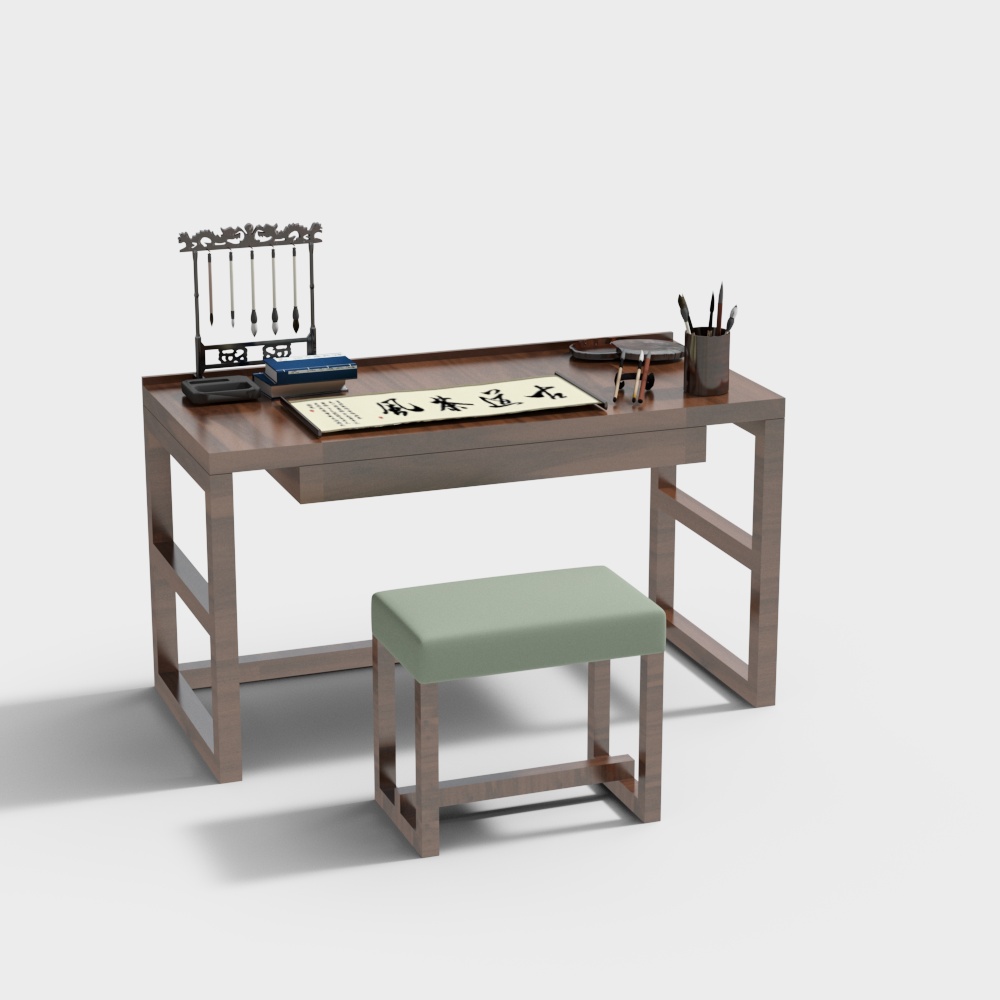 Elegant Minimalist Desk and Chair 3D model