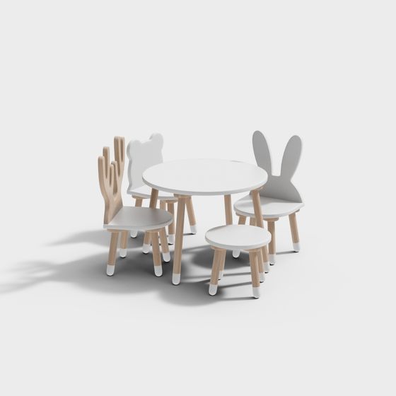 Charming Playful Desk and Chair Set 3D model
