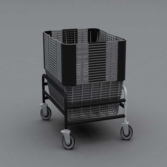 Minimalist Shopping Cart 3D model for Creative Projects