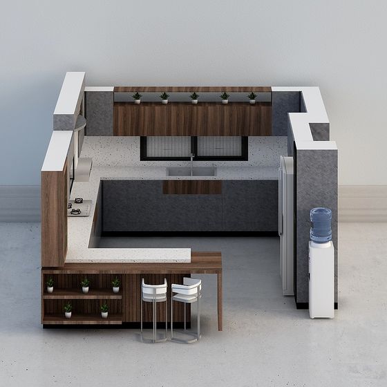 Low-Poly Modern Kitchen 3D model Design