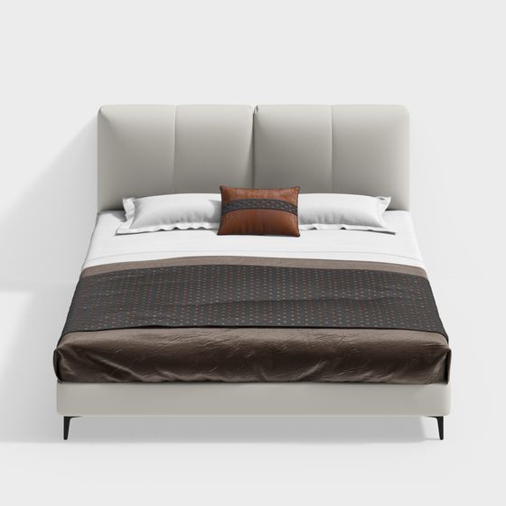 Elegant Minimalist Bed 3D model for Modern Interiors