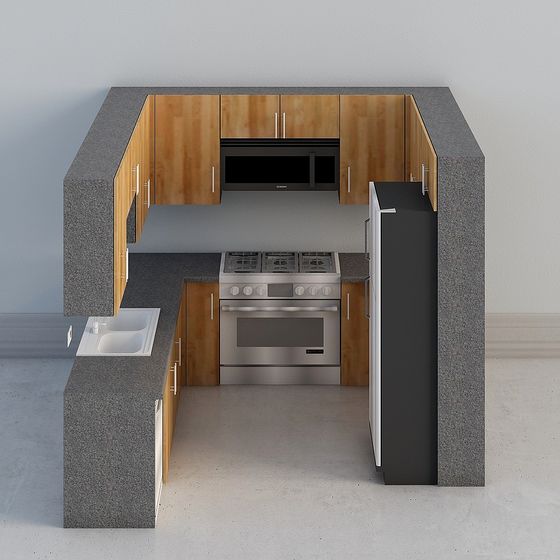 Elegant Modern Kitchen 3D model Design