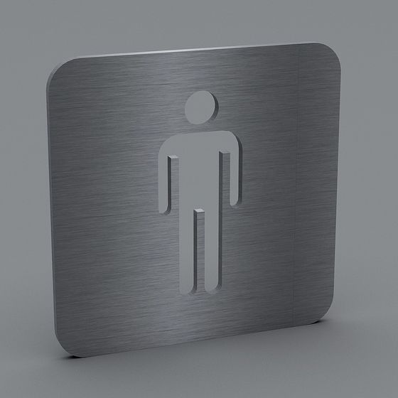 Stylish Men's Restroom Sign 3D Model