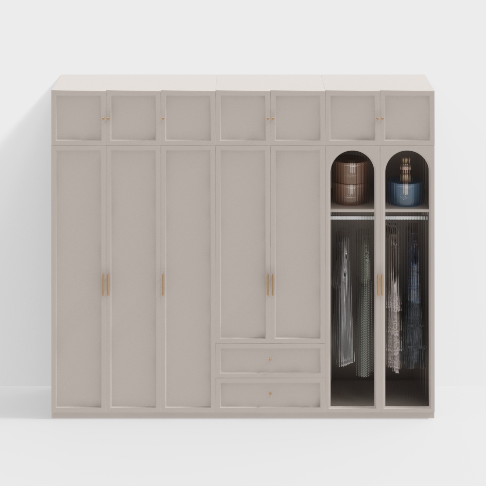 Sleek Minimalist Wardrobe 3D Model – Nordic Design