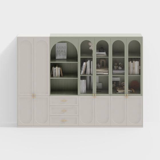 French Bookcase 3D Model in Gray