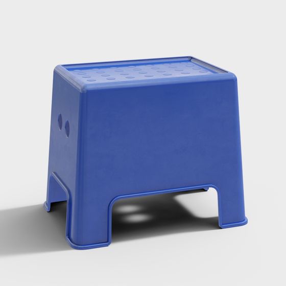 Blue Low-Poly Stool 3D Model